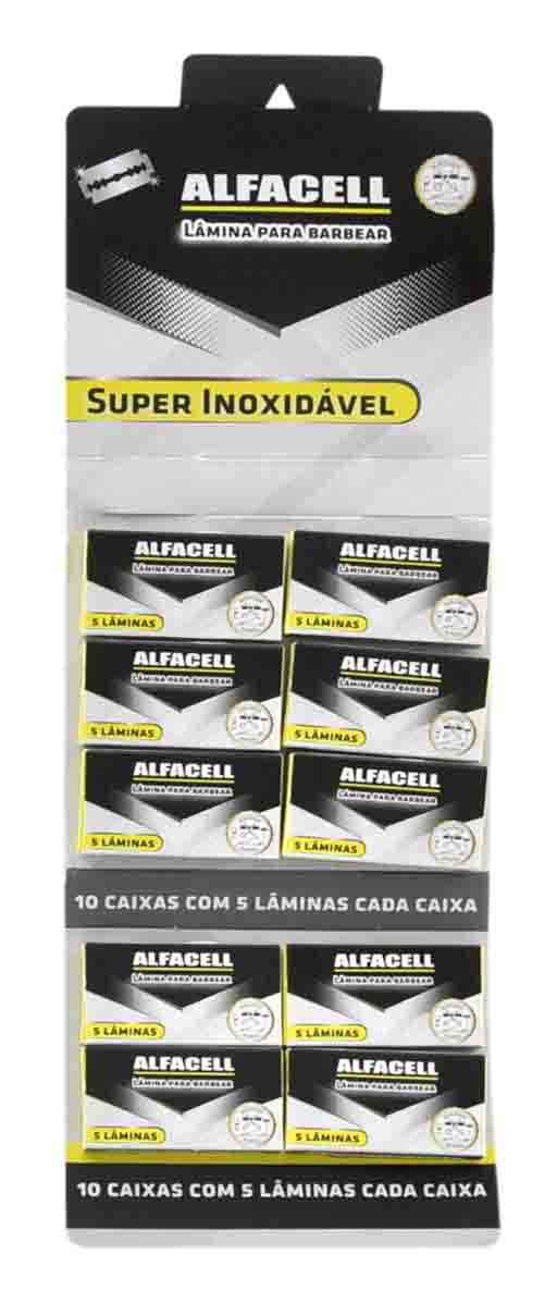 LÂMINA PARA BARBEAR ALFACELL – CT/10 CXS – (5 LÂMINAS CADA CX)