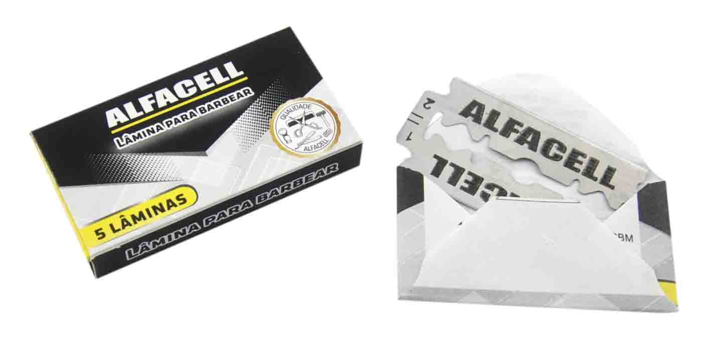 LÂMINA PARA BARBEAR ALFACELL – CT/10 CXS – (5 LÂMINAS CADA CX)