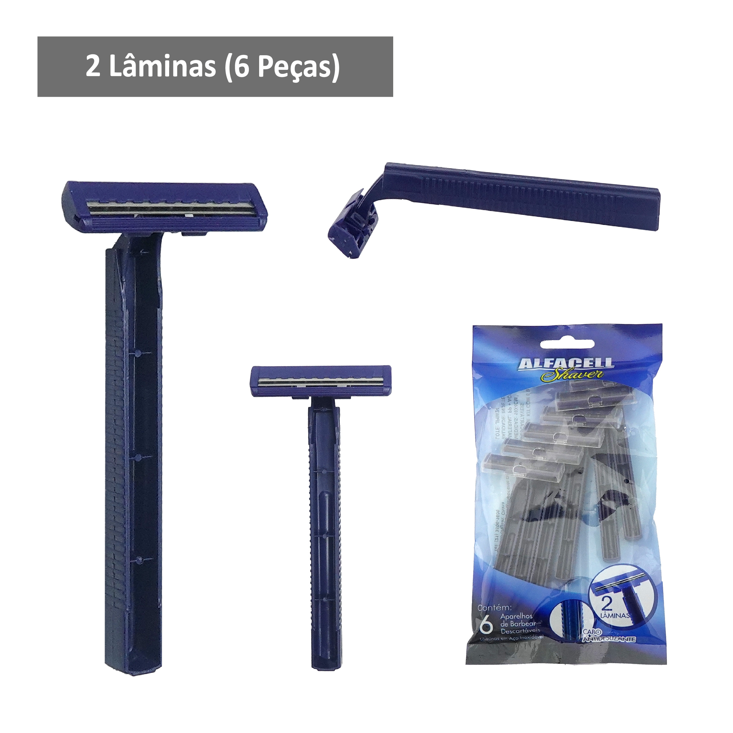 KIT BARBEADOR DESCARTÁVEL COM 2 LÂMINAS (6 PEÇAS)