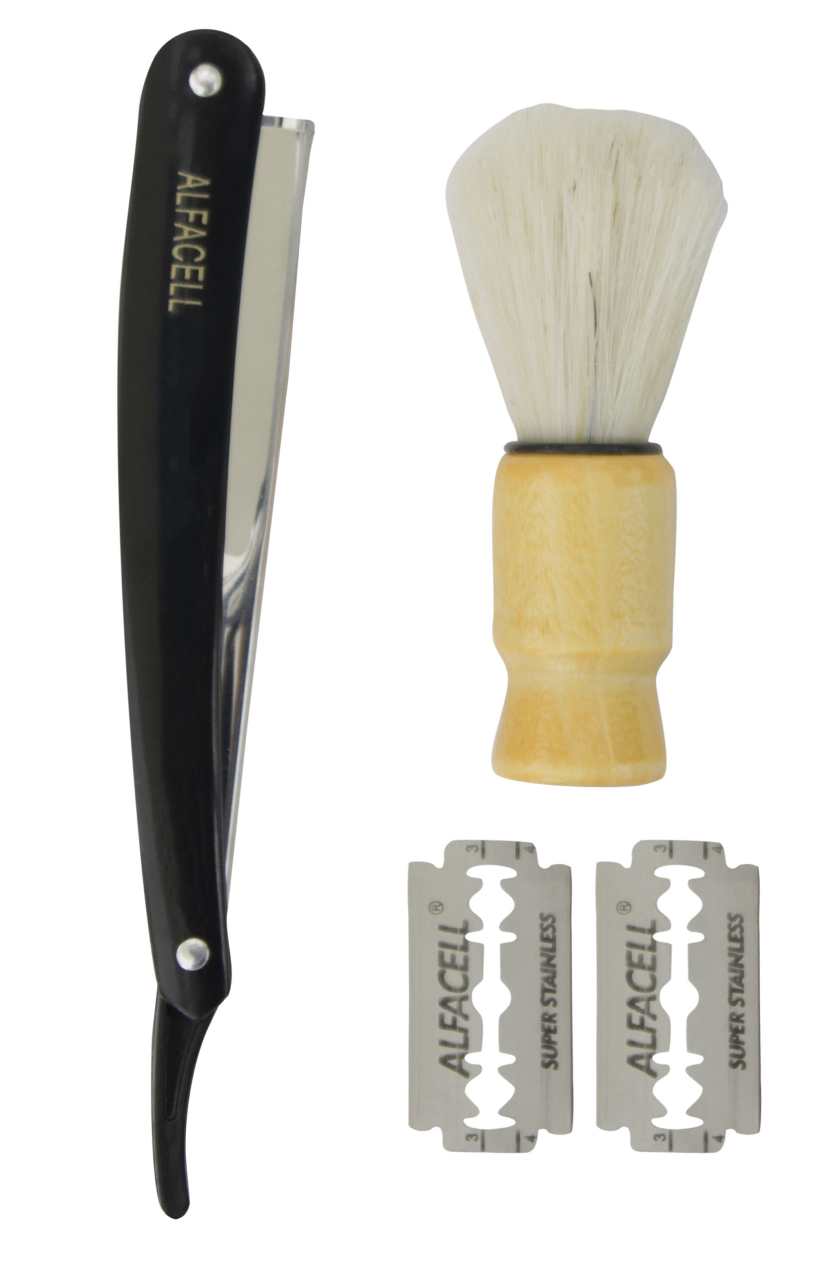 KIT PARA BARBEAR (1 NAVALHETE, 1 PINCEL DE BARBEAR E 2 LÂMINAS DESCARTÁVEIS)