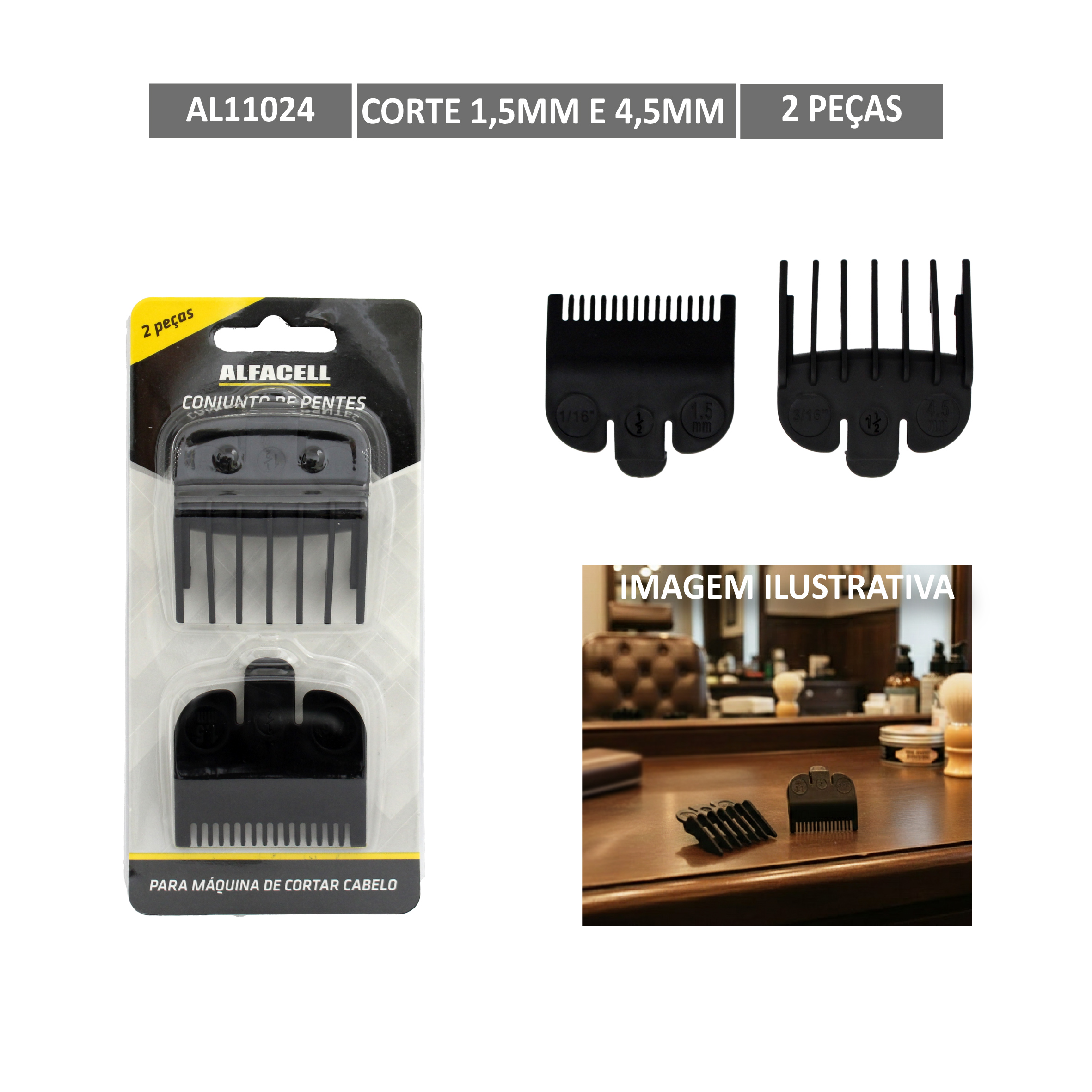 CONJUNTO DE PENTES PARA MÁQUINA DE CORTAR CABELO (2 PEÇAS)
