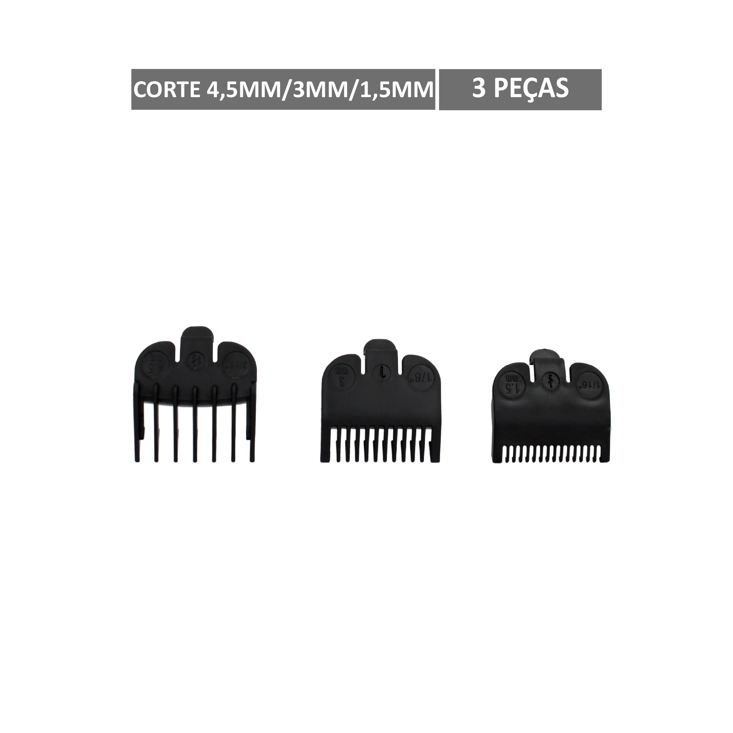 CONJUNTO DE PENTES PARA MÁQUINA DE CORTAR CABELO (3 PEÇAS)
