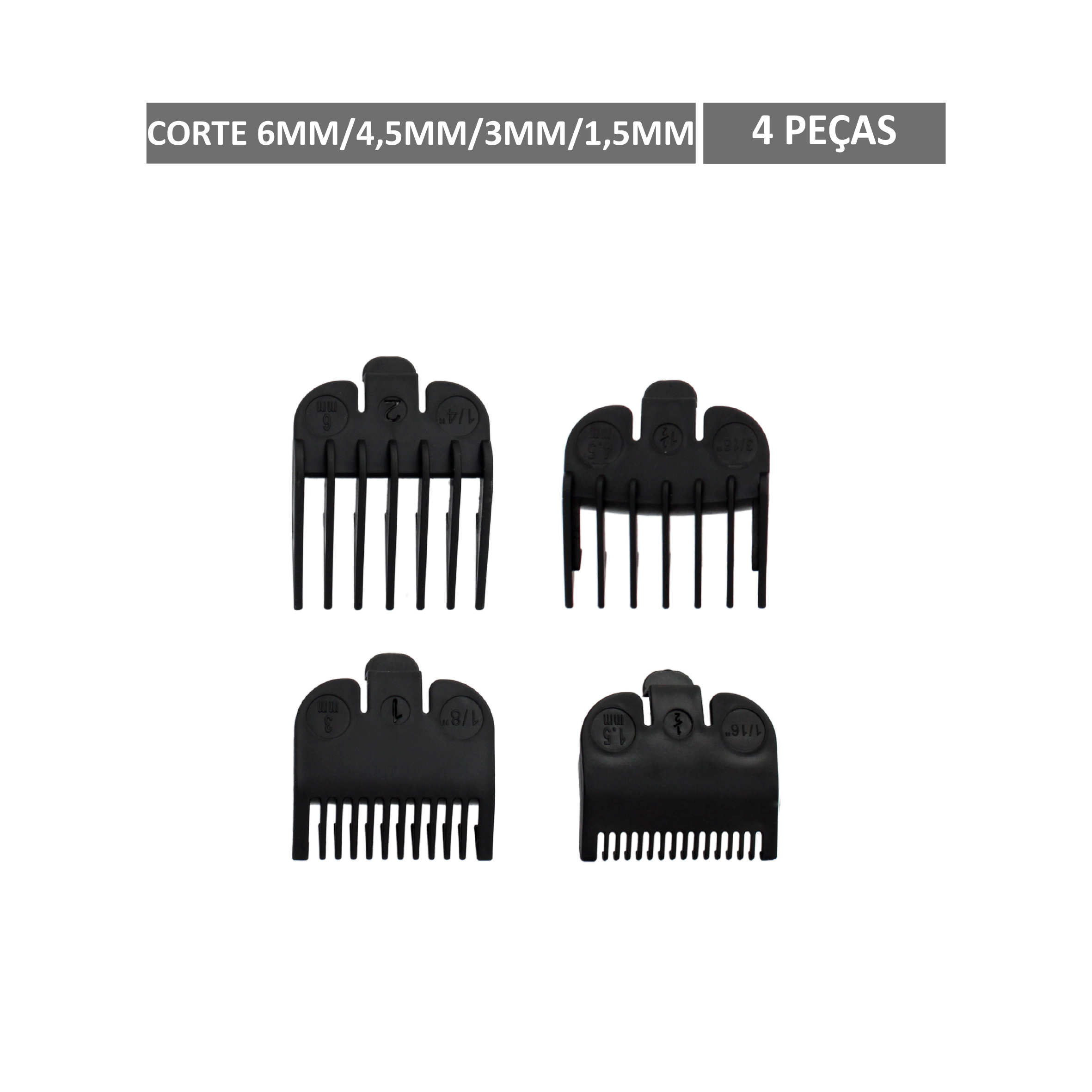 CONJUNTO DE PENTES PARA MÁQUINA DE CORTAR CABELO (4 PEÇAS)