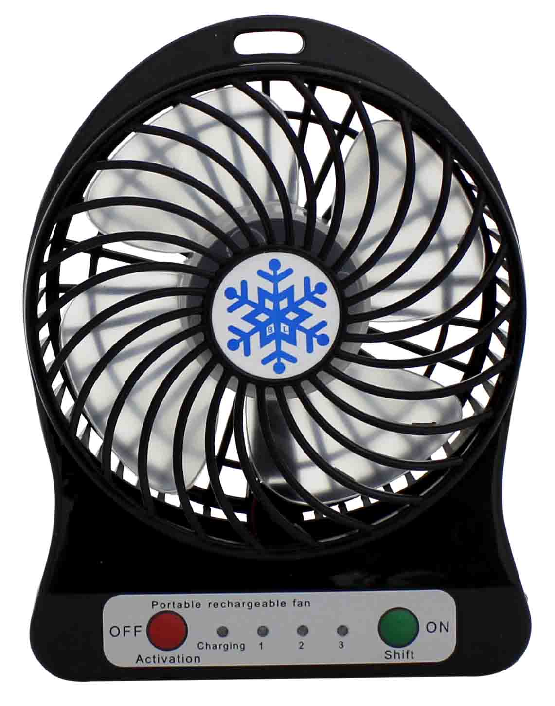MINI VENTILADOR DE MESA RECARREGÁVEL COM CABO USB, 3 VELOCIDADES