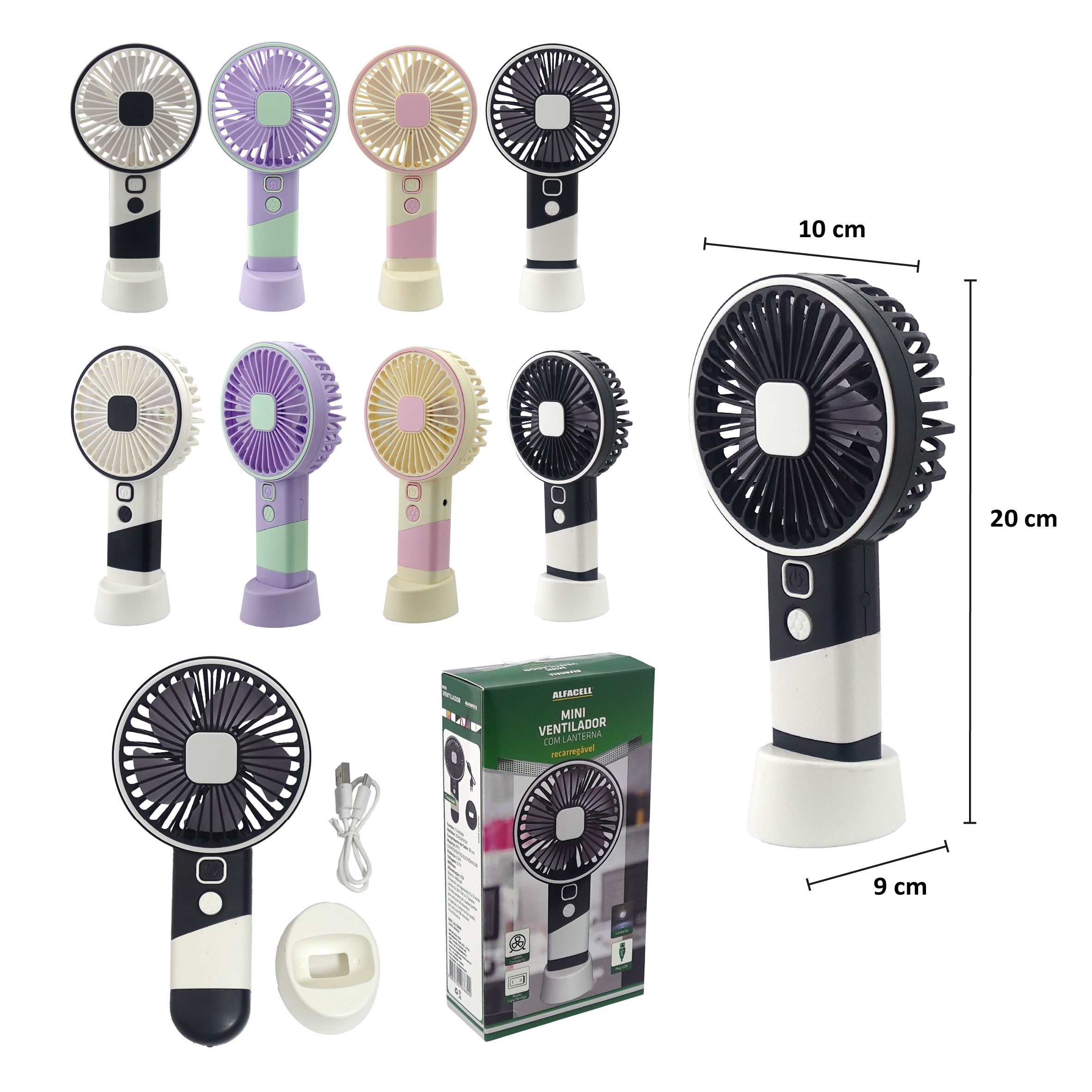 MINI VENTILADOR RECARREGÁVEL E PORTÁTIL COM CABO USB (INCLUSO) 1 VELOCIDADE