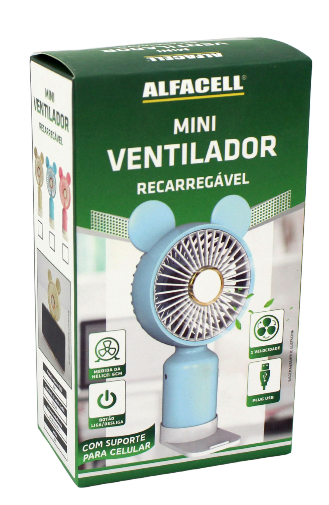 MINI VENTILADOR DE MESA, RECARREGÁVEL E PORTÁTIL COM CABO USB (INCLUSO) 1 VELOCIDADE