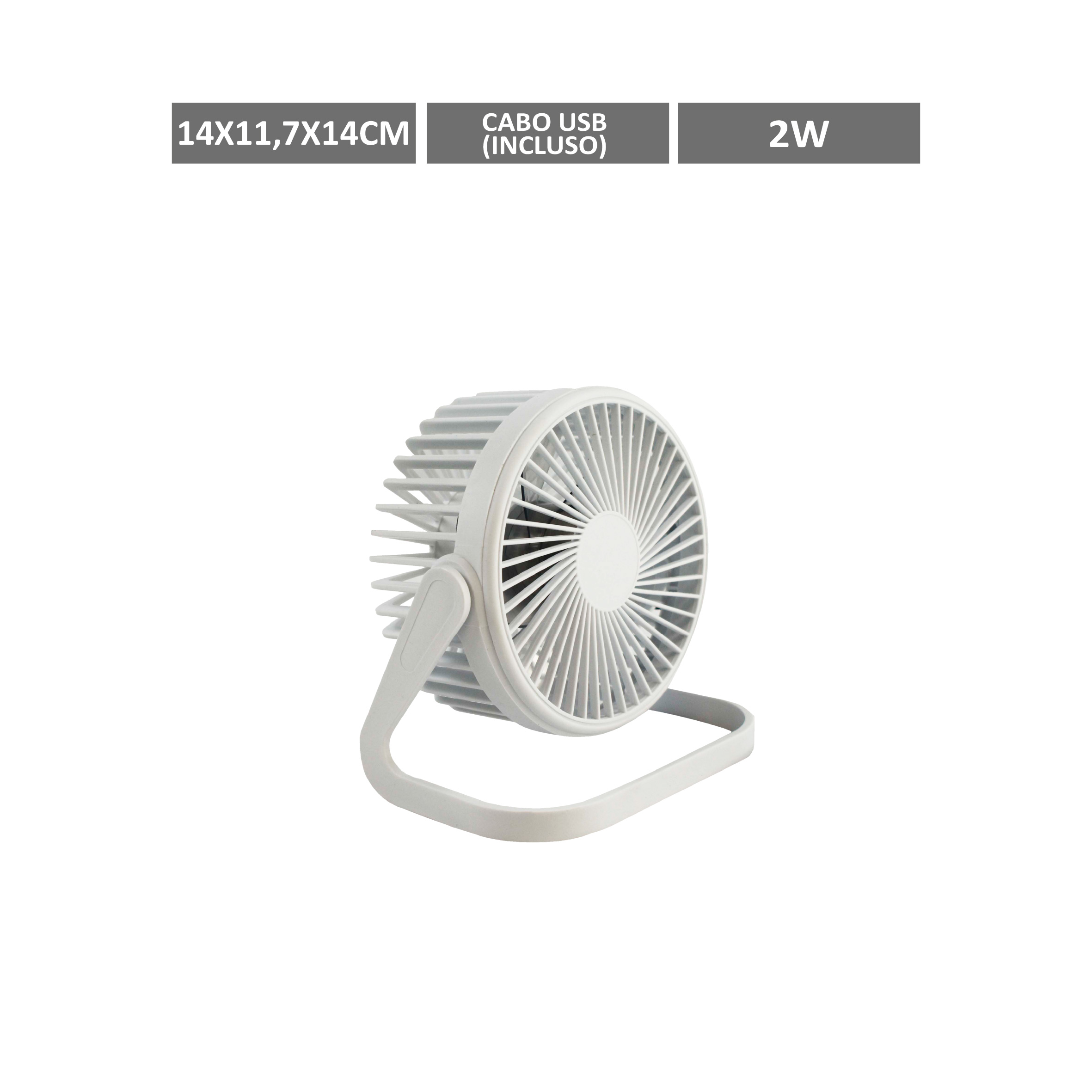 MINI VENTILADOR DE MESA RECARREGÁVEL E PORTÁTIL COM CABO USB (INCLUSO) – 1 VELOCIDADE