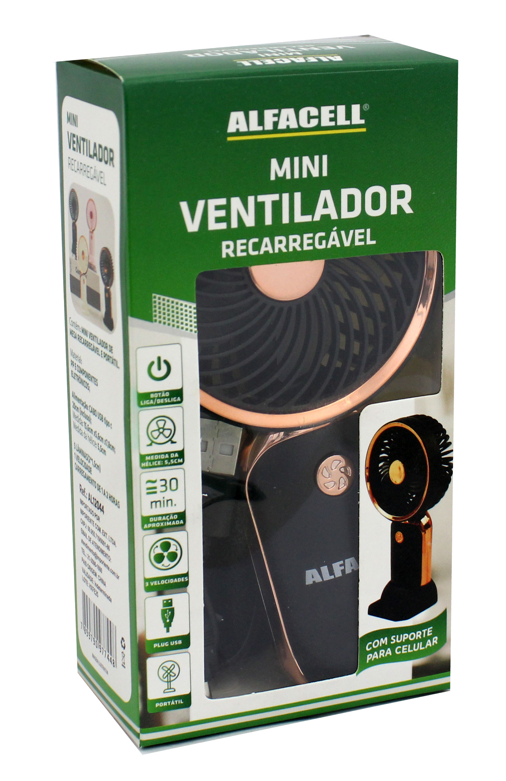MINI VENTILADOR DE MESA RECARREGÁVEL E PORTÁTIL COM CABO USB (INCLUSO) 1 VELOCIDADE