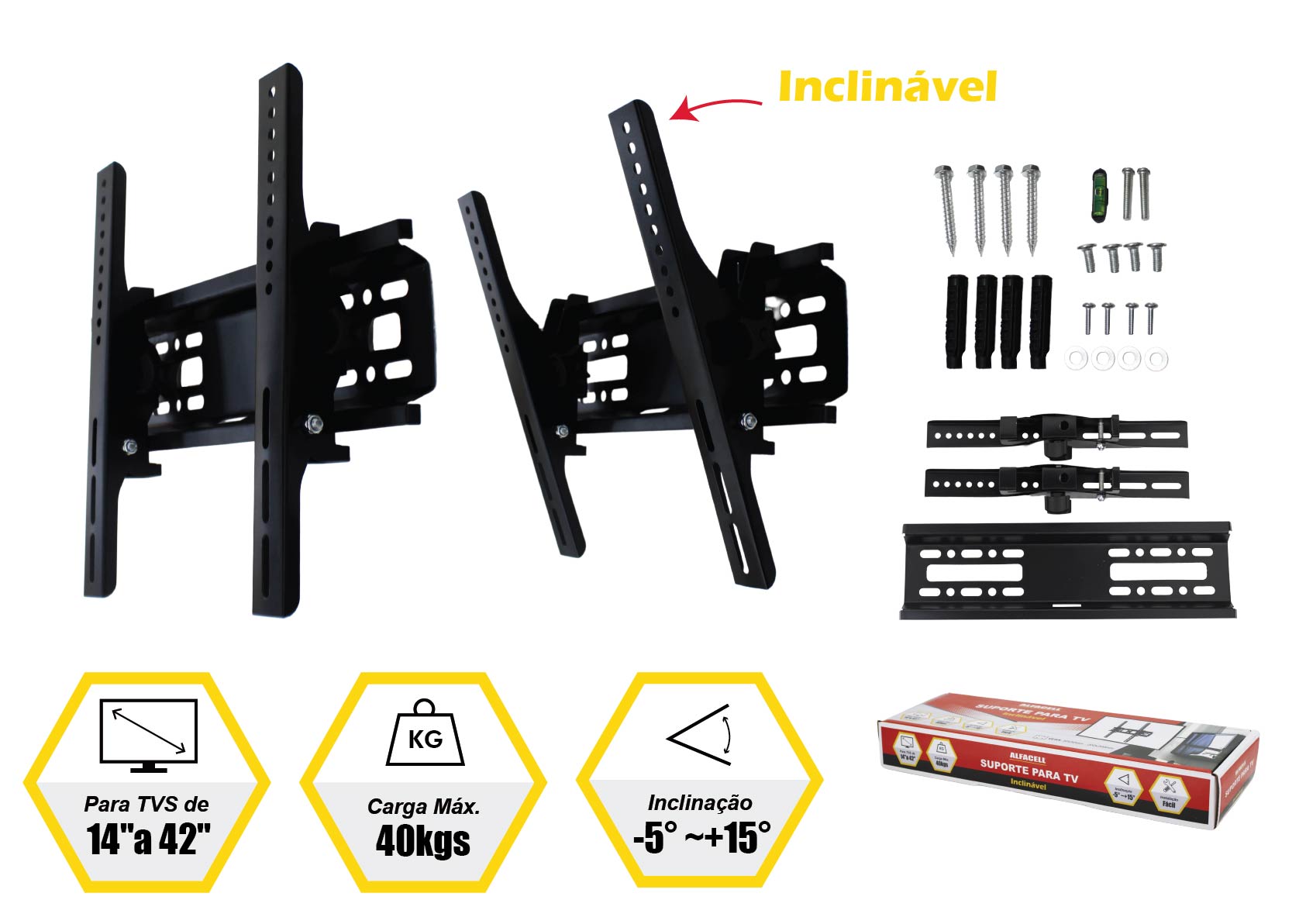 SUPORTE INCLINÁVEL PARA TV (PARA TVS DE 14″ A 42″)