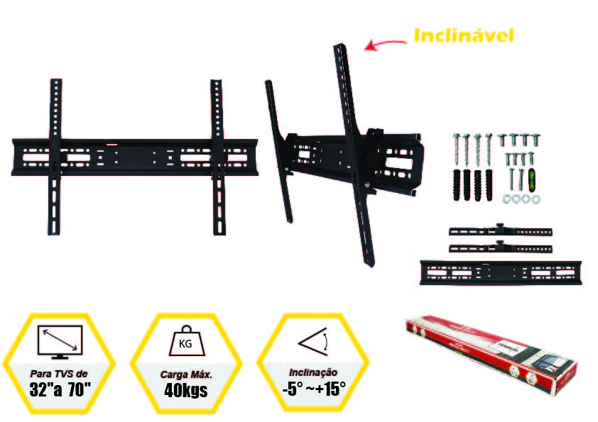 SUPORTE INCLINÁVEL PARA TV (PARA TVS DE 32″ A 70″)