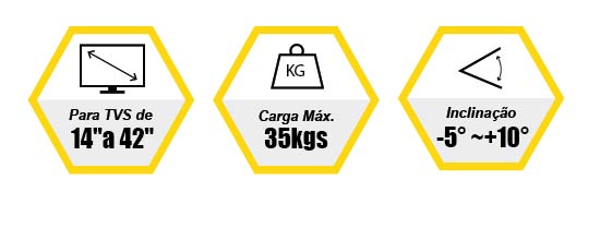 SUPORTE ARTICULADO E INCLINÁVEL PARA TV (PARA TVS DE 14″ A 42″)