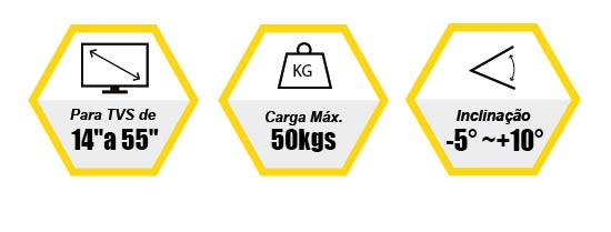 SUPORTE ARTICULADO E INCLINÁVEL PARA TV (PARA TVS DE 14″ A 55″)