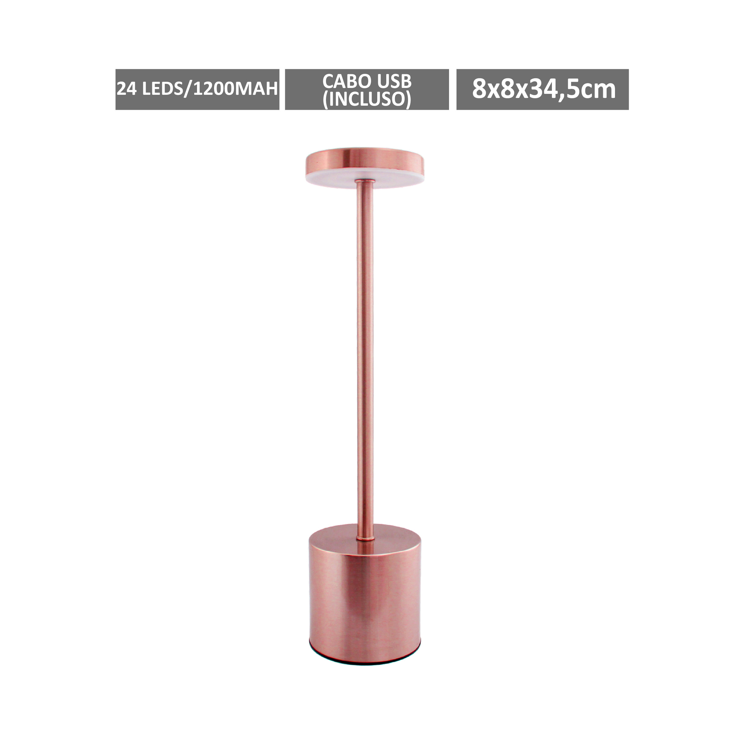 LUMINÁRIA DE MESA RECARREGÁVEL, 20 LEDS, 1200MAH