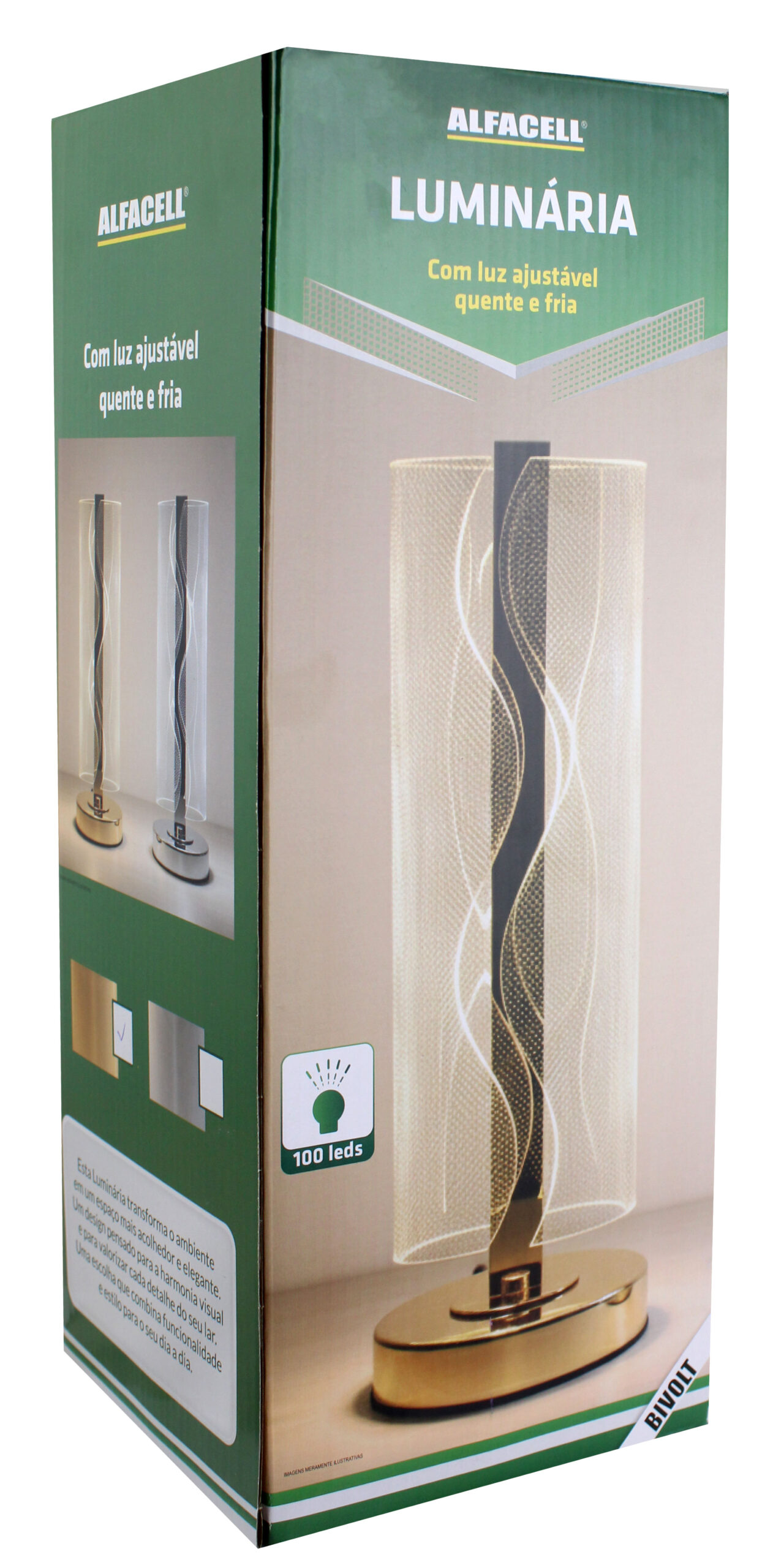 LUMINÁRIA DE MESA BIVOLT, 100 LEDS, POTÊNCIA DE 9W