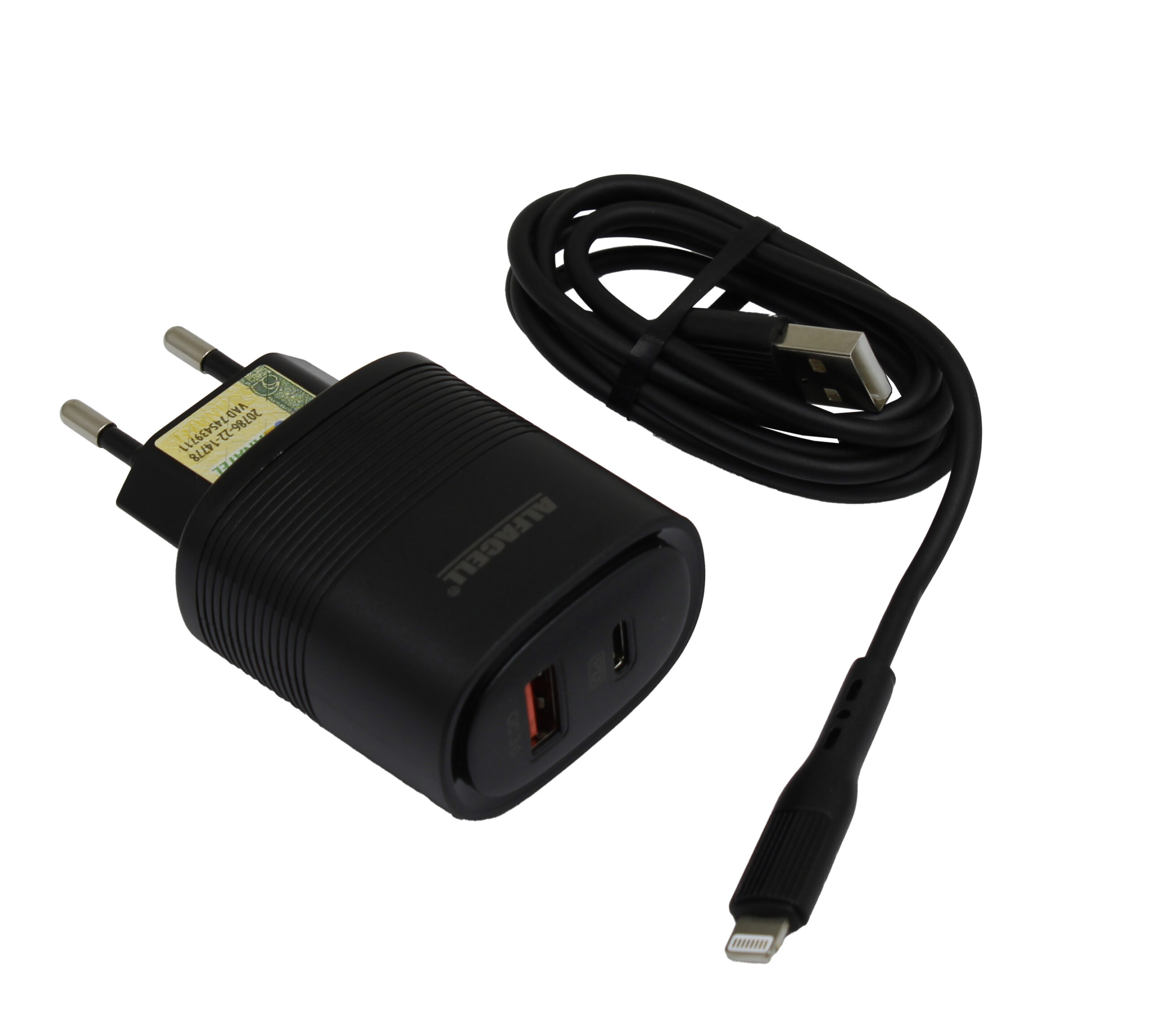 CARREGADOR E CABO USB – LIGHTNING; TENSÃO DE ENTRADA: 100-240V; FREQUÊNCIA: 50/60HZ