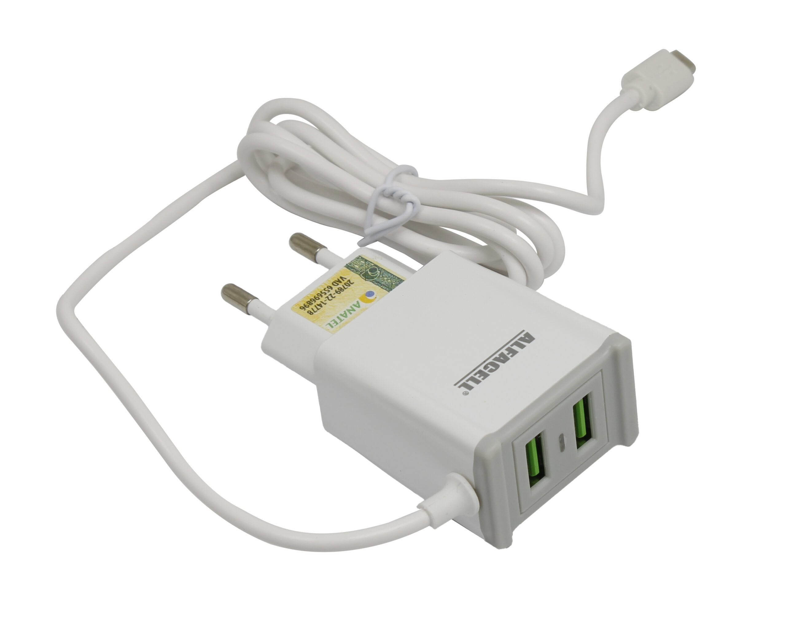 CARREGADOR COM CABO USB – V8; TENSÃO DE ENTRADA: 100-240V; FREQUÊNCIA: 50/60HZ