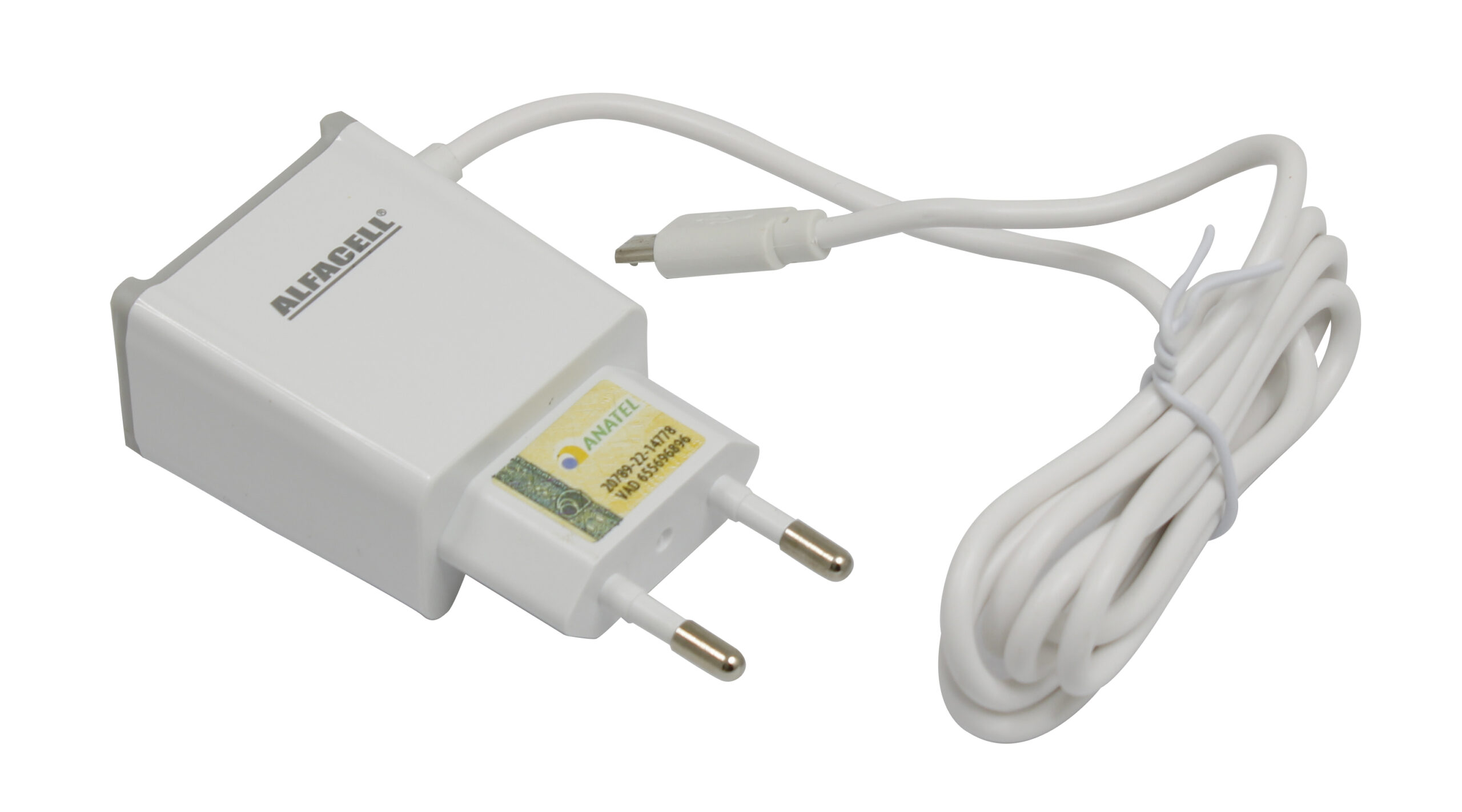 CARREGADOR COM CABO USB – V8; TENSÃO DE ENTRADA: 100-240V; FREQUÊNCIA: 50/60HZ