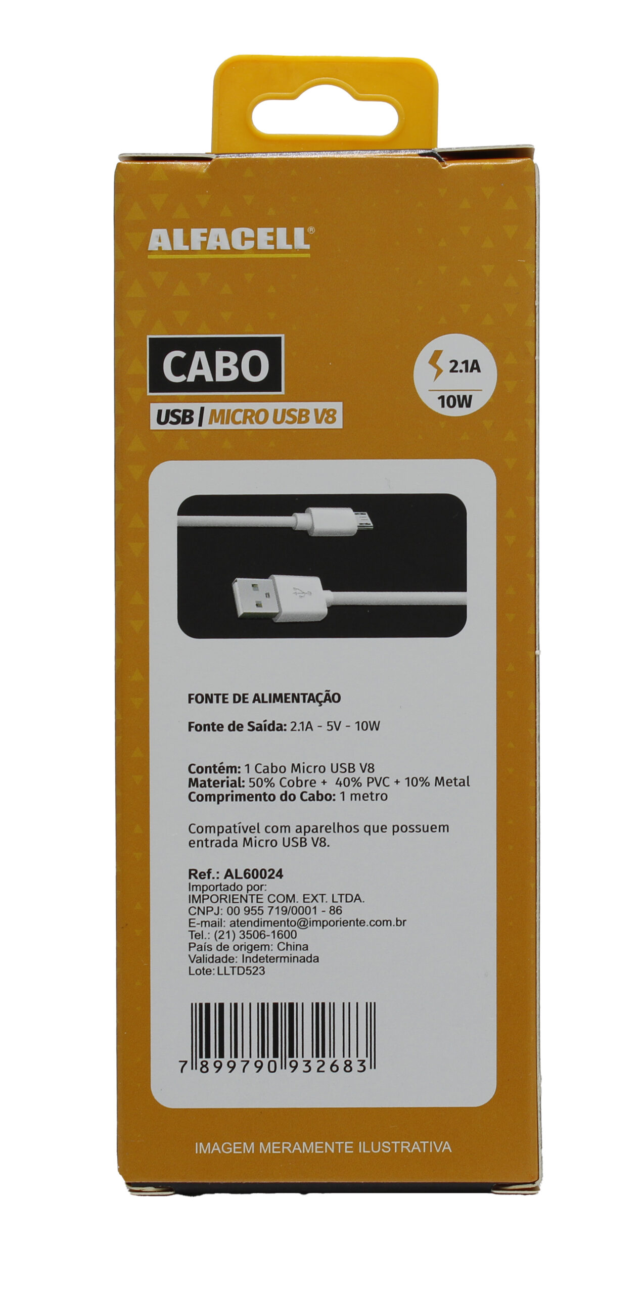 CABO USB – V8, 5V-2.1A-10W