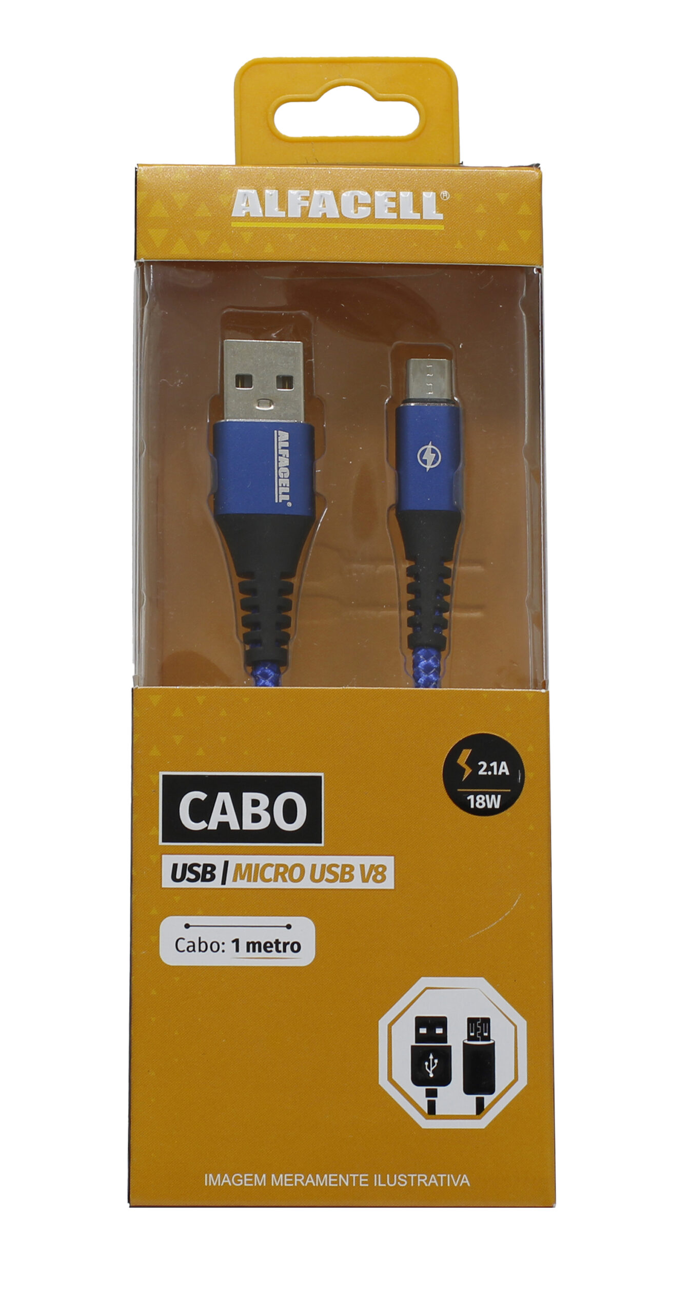 CABO USB – V8, 5V-2.1A-18W