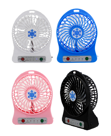 MINI VENTILADOR DE MESA RECARREGÁVEL COM CABO USB, 3 VELOCIDADES