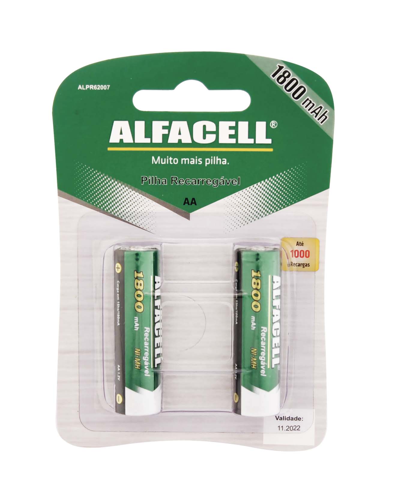 PILHA RECARREGÁVEL NI-MH 1.2V AA 1800 MAH (ATÉ 1000 RECARGAS)