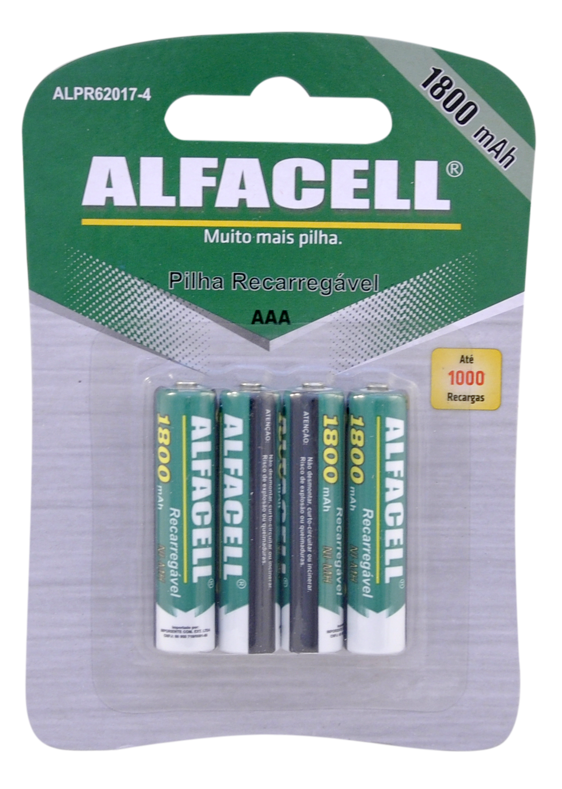 PILHA RECARREGÁVEL NI-MH 1.2V AAA 1800MAH (ATÉ 1000 RECARGAS)
