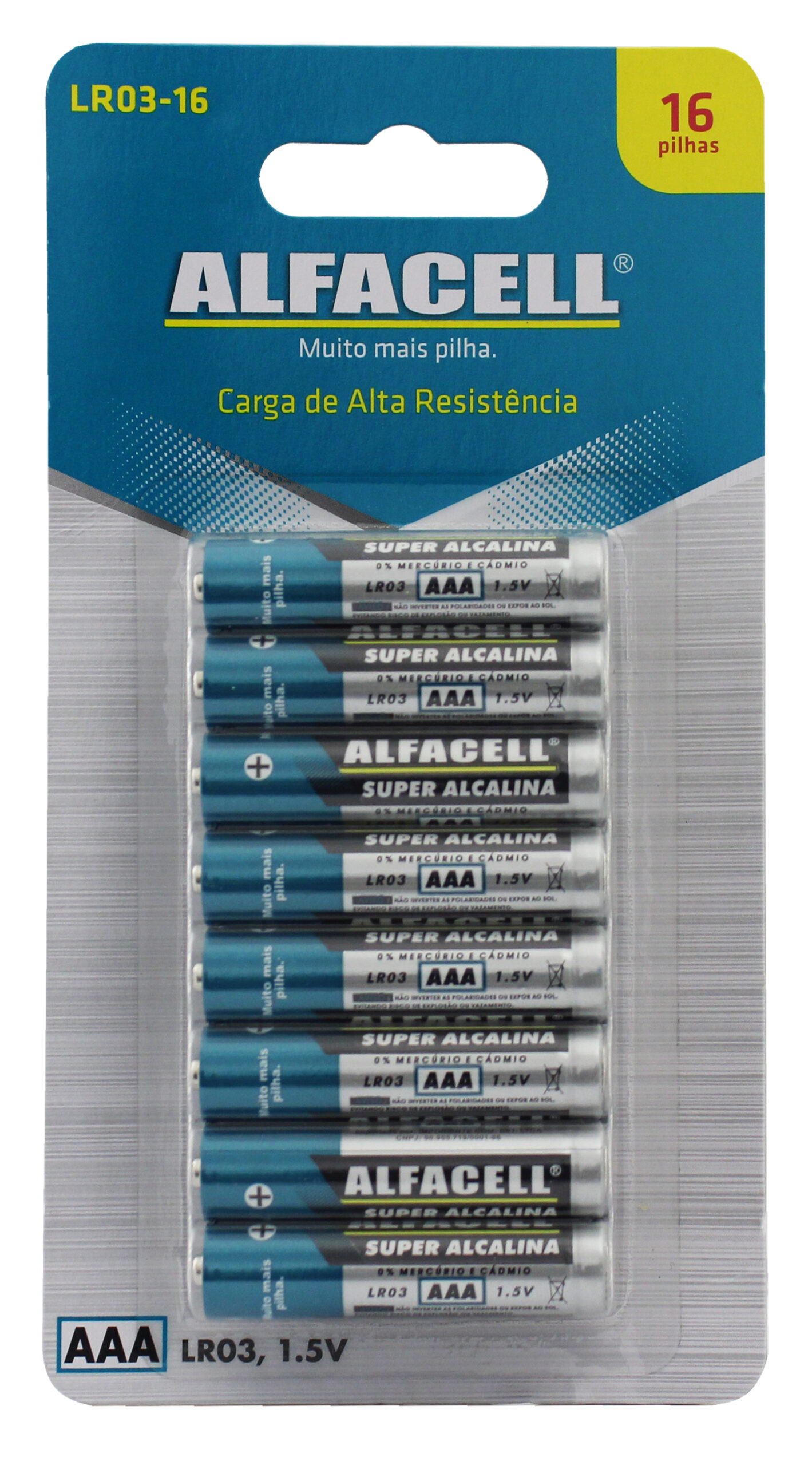 PILHA ALFACELL ALCALINA PALITO AAA 1.5V (CARTELA COM 16 UNIDADES)