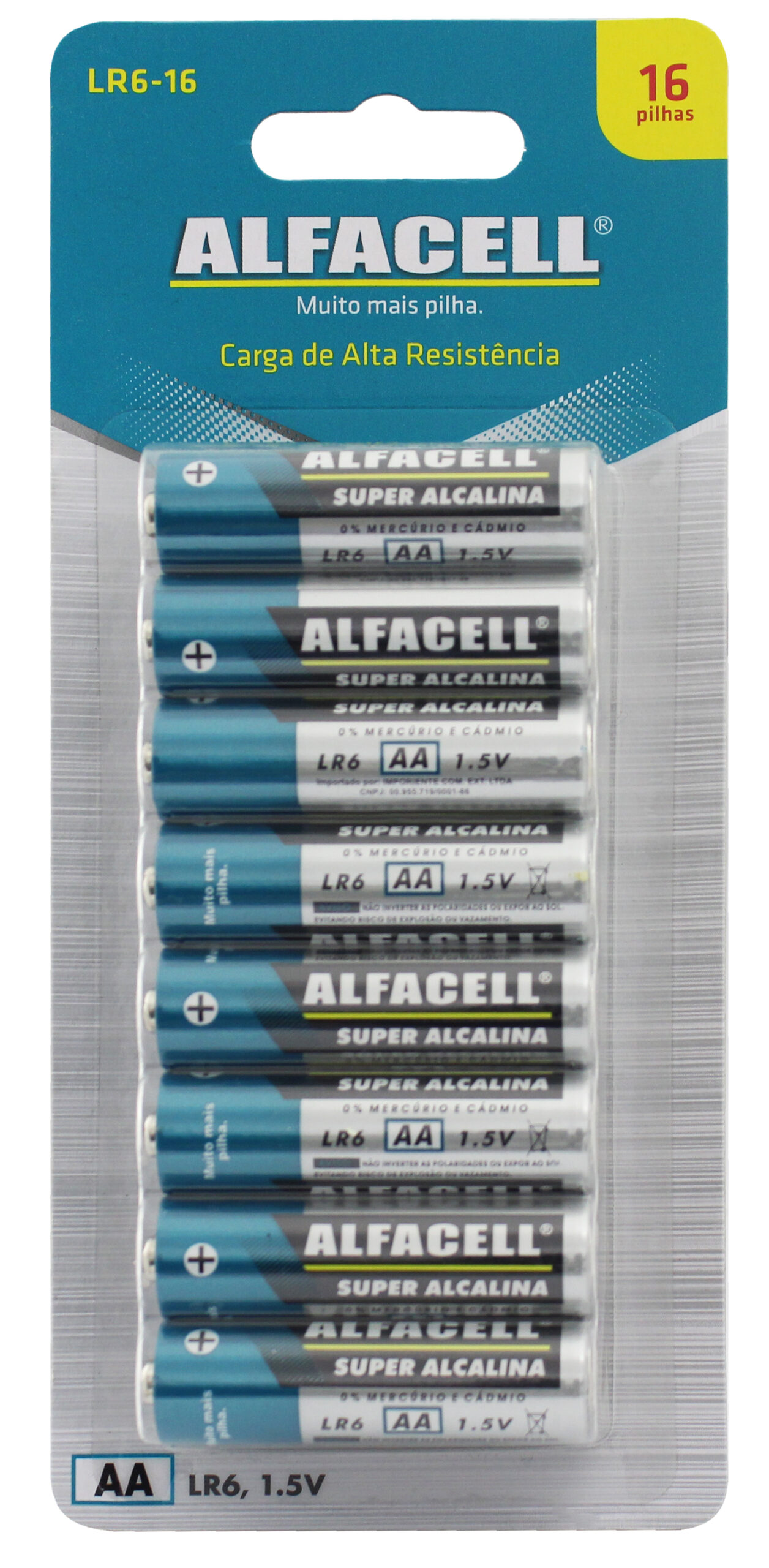 PILHA ALFACELL ALCALINA AA 1.5V (CARTELA COM 16 UNIDADES)
