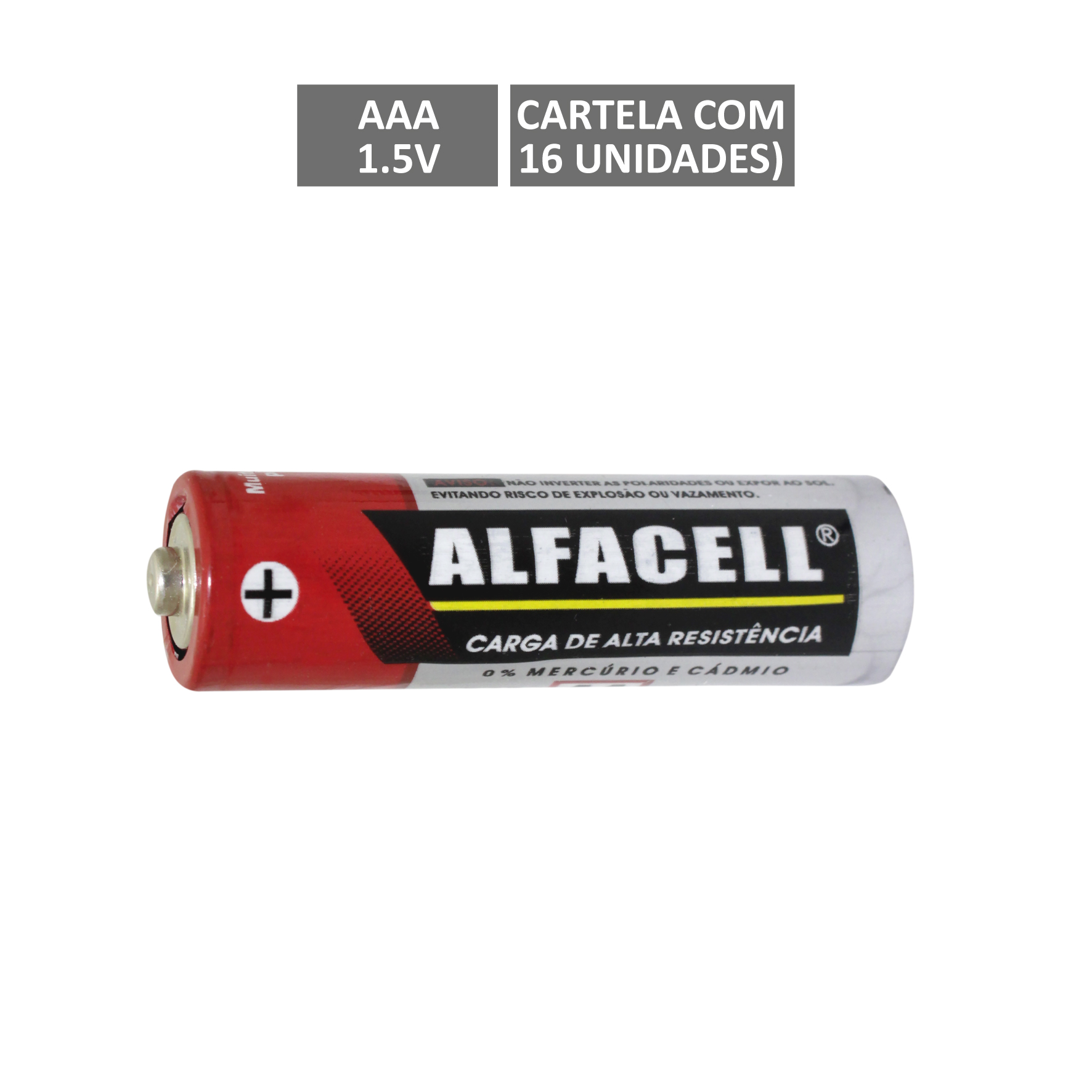 PILHA ALFACELL COMUM PALITO AAA 1.5V (CARTELA COM 16 UNIDADES)